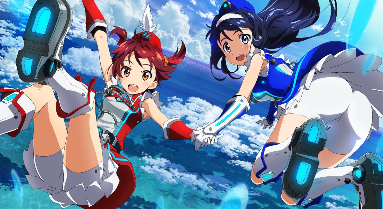 ass bike_shorts futaba_aoi_(vividred_operation) isshiki_akane vividred_operation wallpaper yamaguchi_satoshi