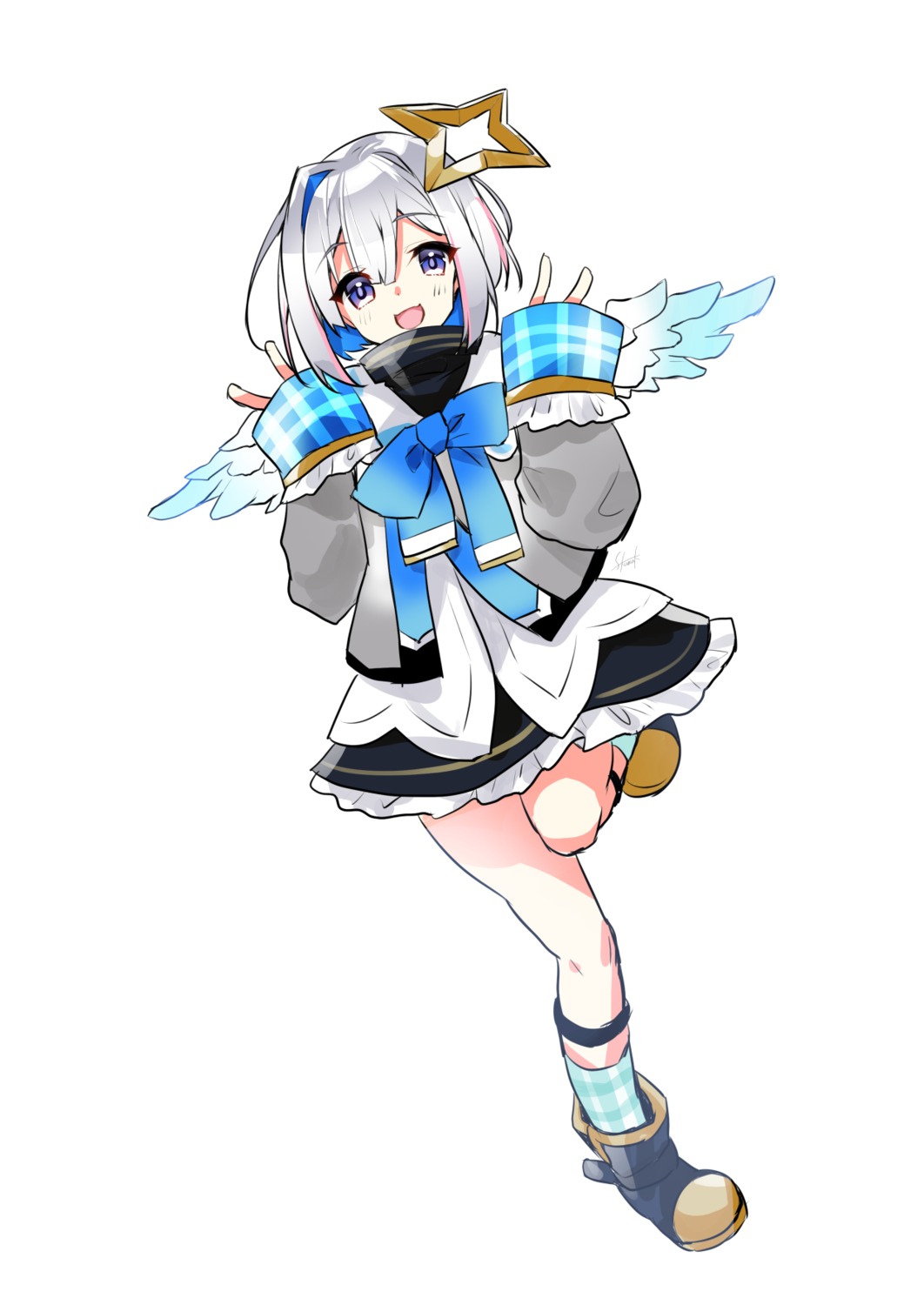 amane_kanata angel hololive sasakuma_kyouta seifuku wings