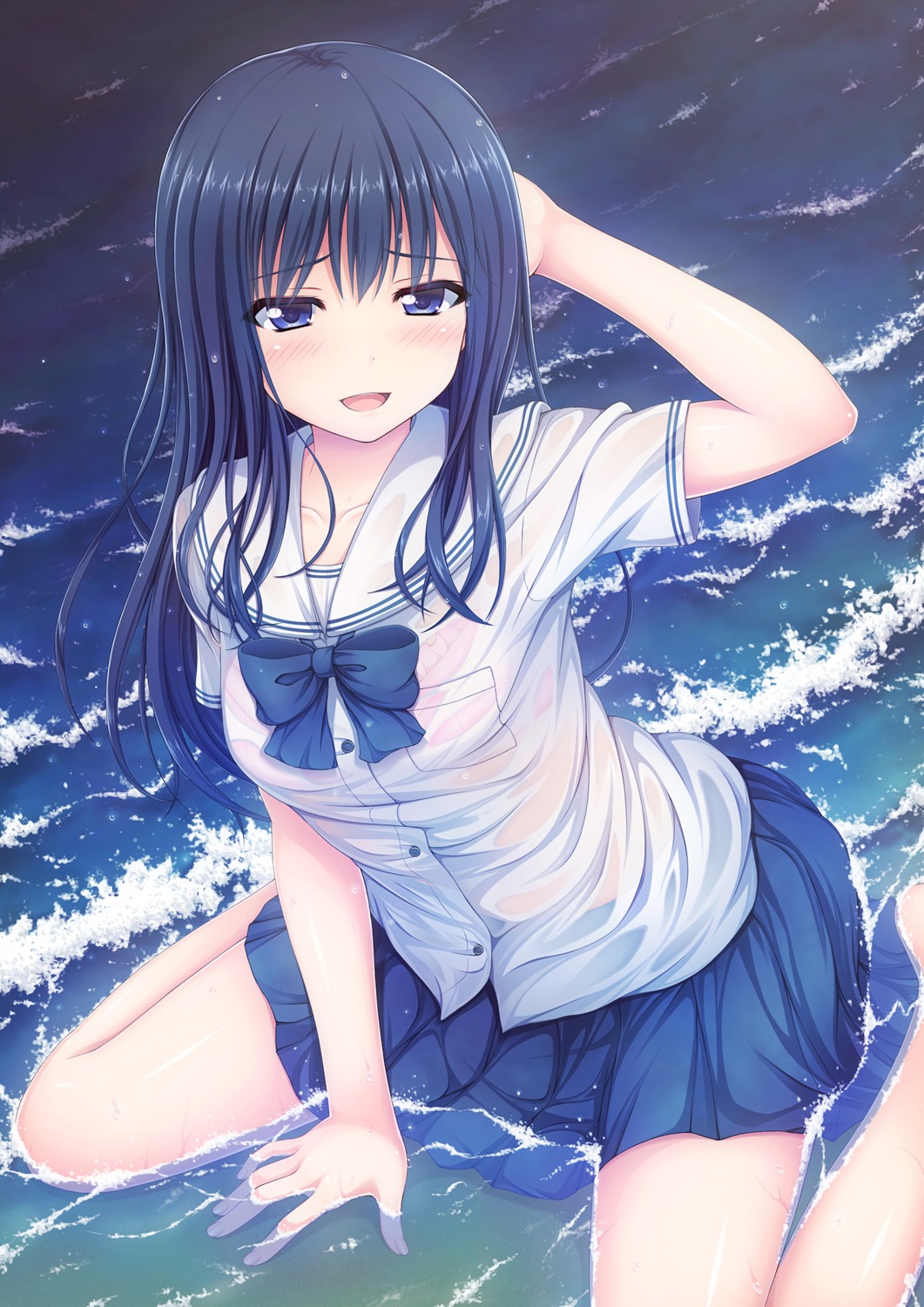 nakamura_sumikage see_through seifuku wet wet_clothes