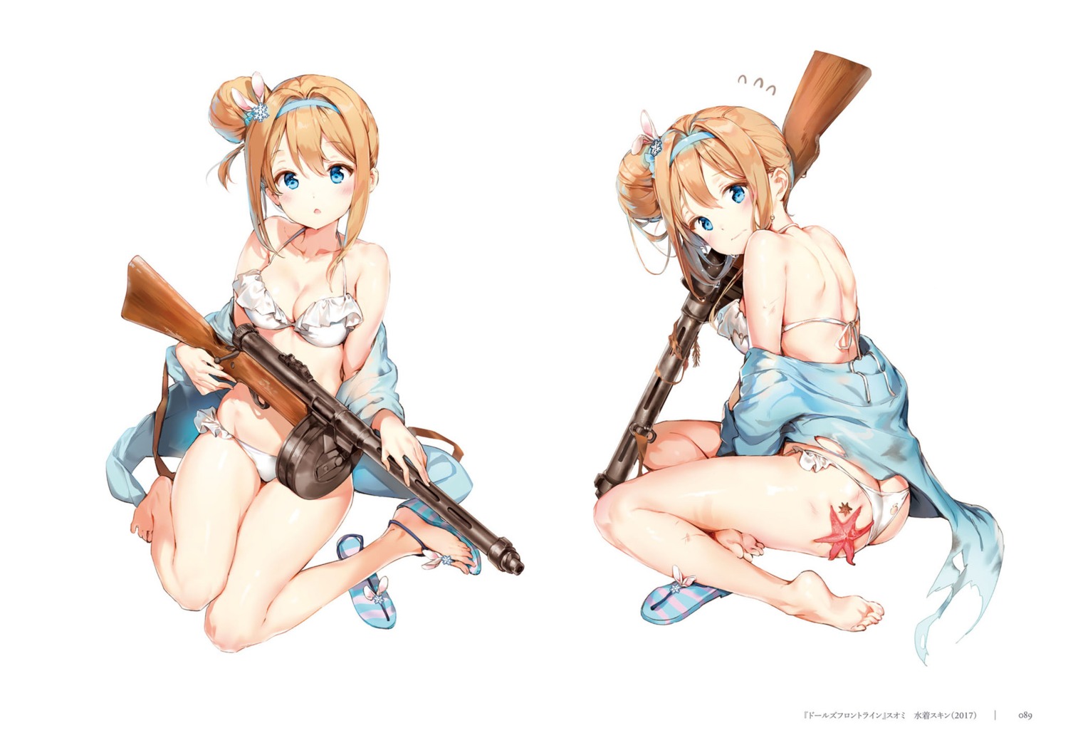 anmi bikini cleavage girls_frontline gun suomi_kp31_(girls_frontline) swimsuits