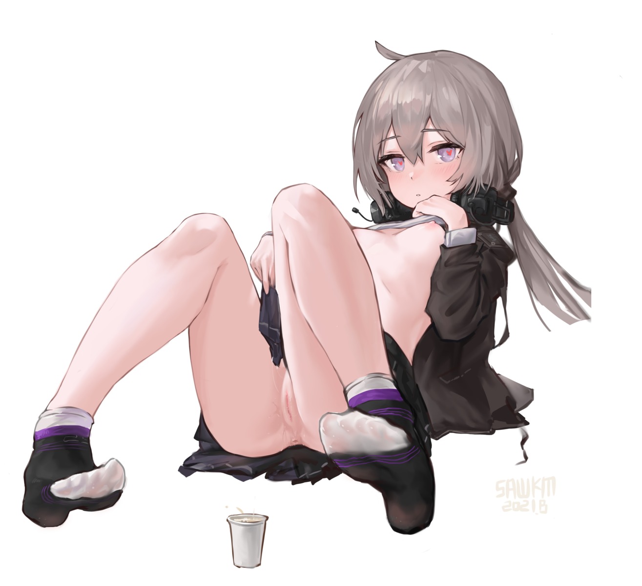 anus breasts feet girls_frontline m200_(girls_frontline) nipples no_bra nopan pussy pussy_juice sawkm shirt_lift skirt_lift uncensored