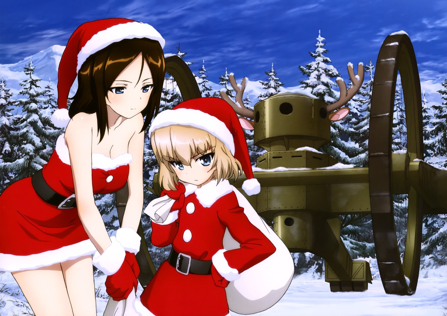 christmas cleavage dress girls_und_panzer katyusha nonna