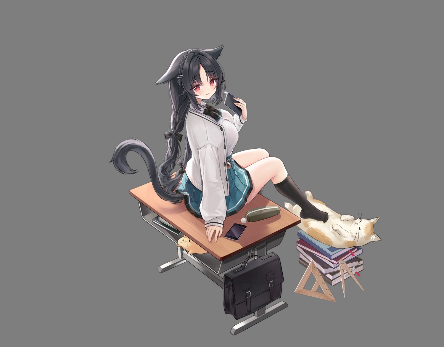 alic_miao animal_ears azur_lane manjuu_(azur_lane) neko nekomimi ooshio_(azur_lane) seifuku sweater tail transparent_png