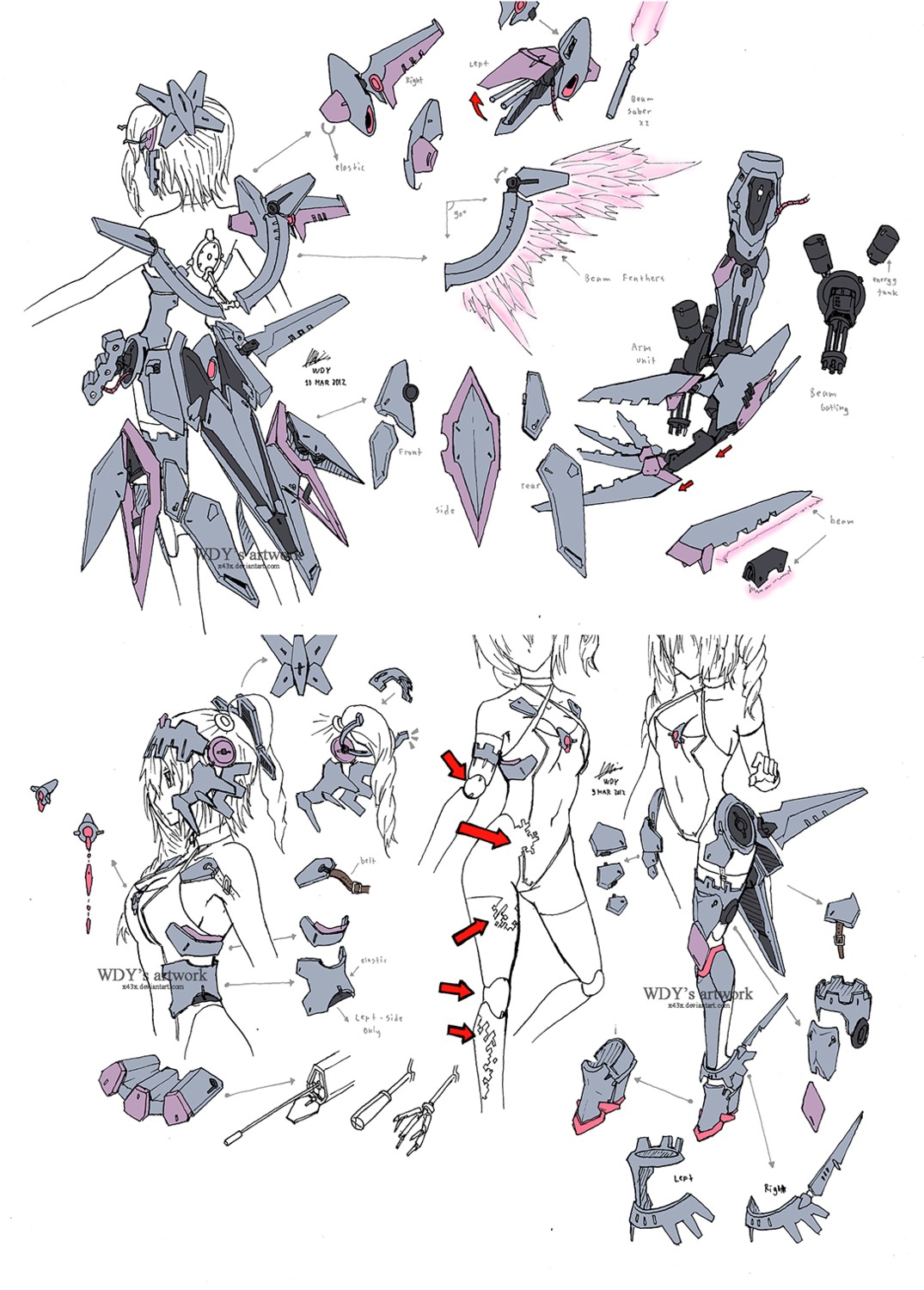 armor cleavage gun leotard mecha_musume sword thighhighs torn_clothes watermark wdy1000 weapon wings