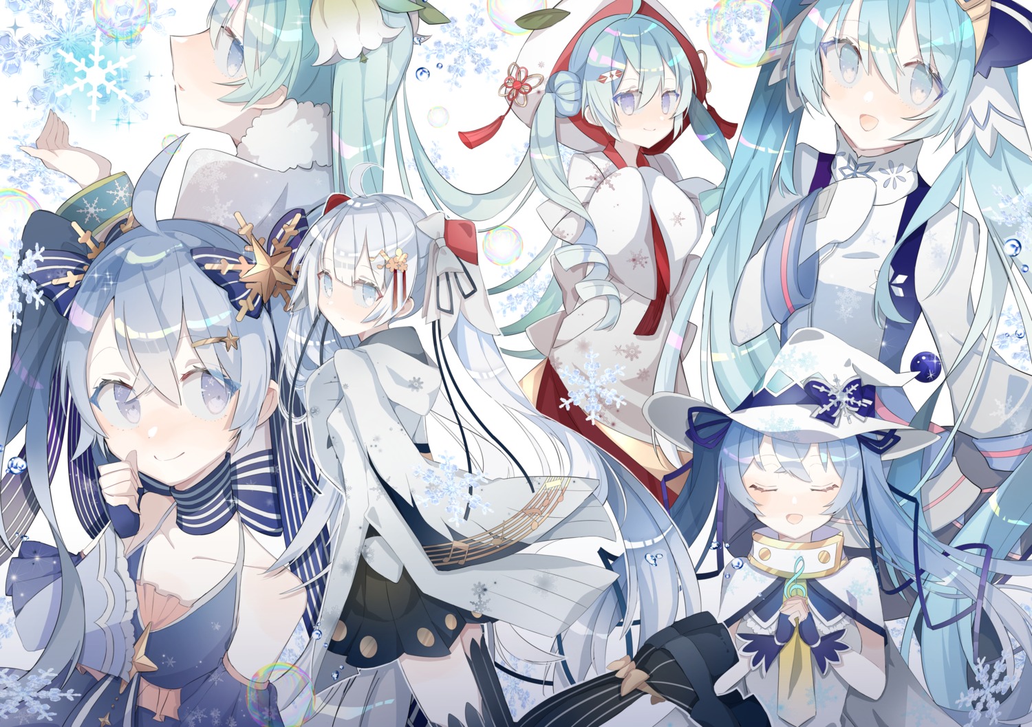 hatsune_miku japanese_clothes siho_(ricchil) thighhighs vocaloid witch yuki_miku