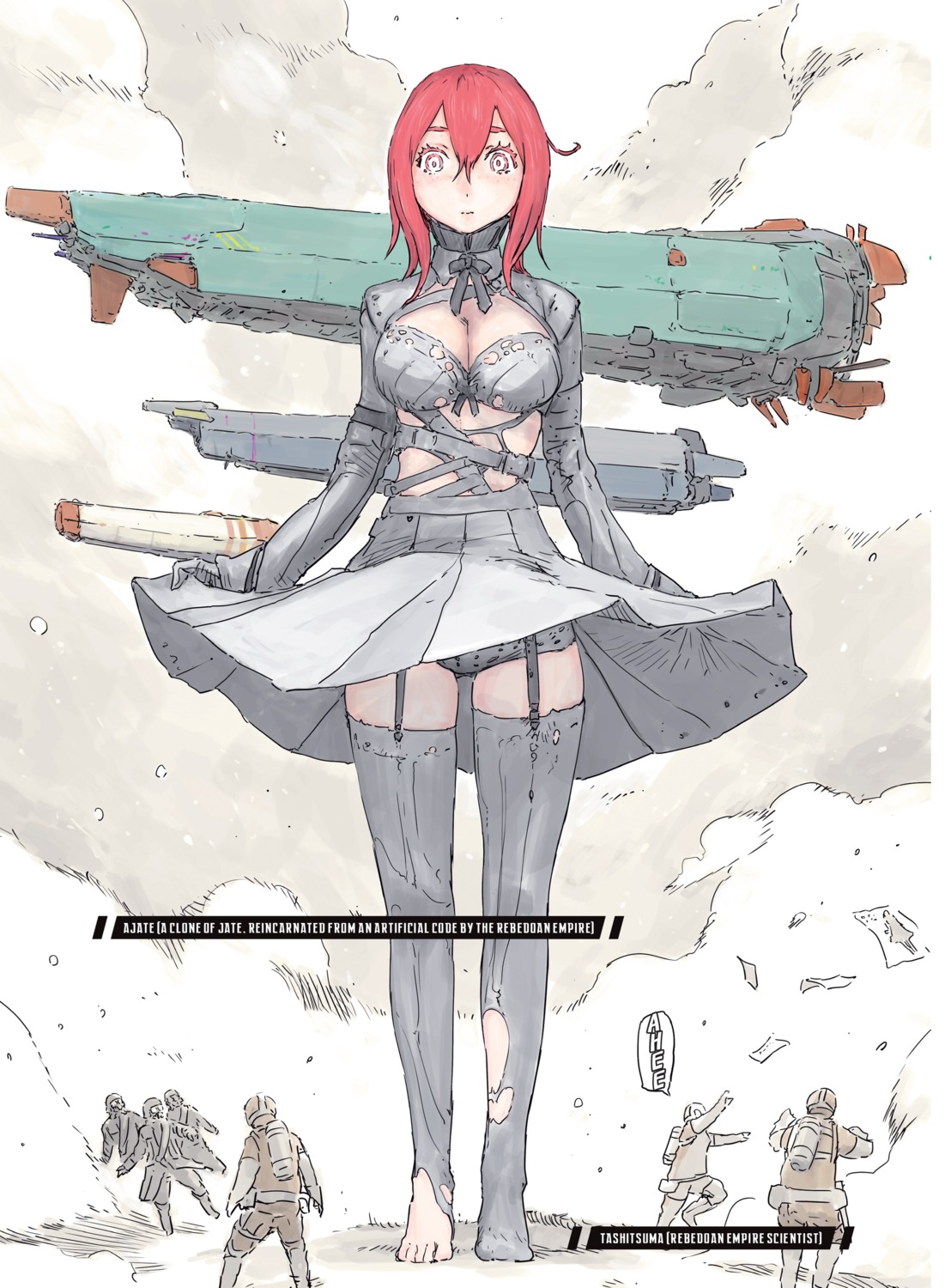 aposimz dress pantsu skirt_lift thighhighs torn_clothes tsutomu_nihei