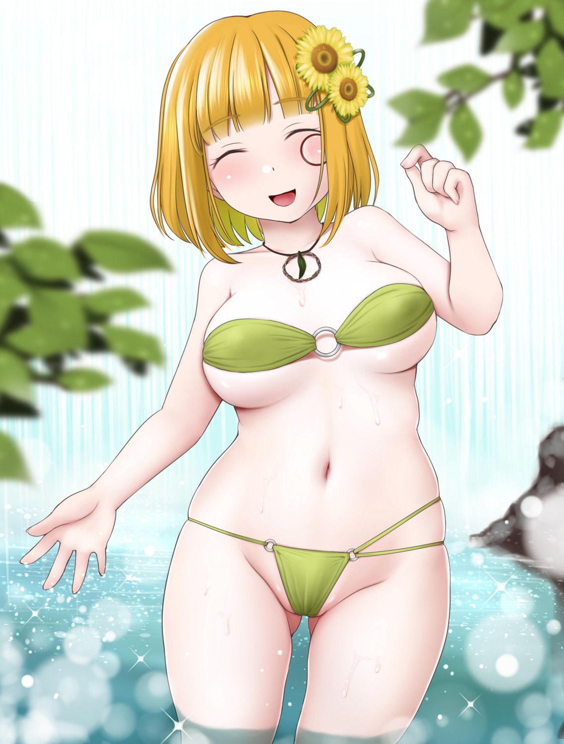 bikini erect_nipples kozue_akari sengoku_otome swimsuits wet