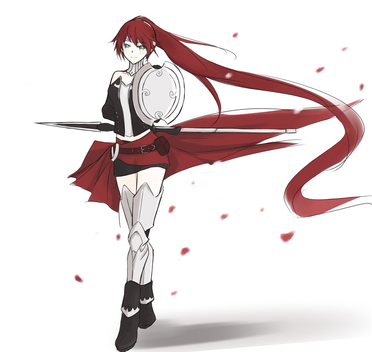 aaaabo armor pyrrha_nikos rwby thighhighs weapon