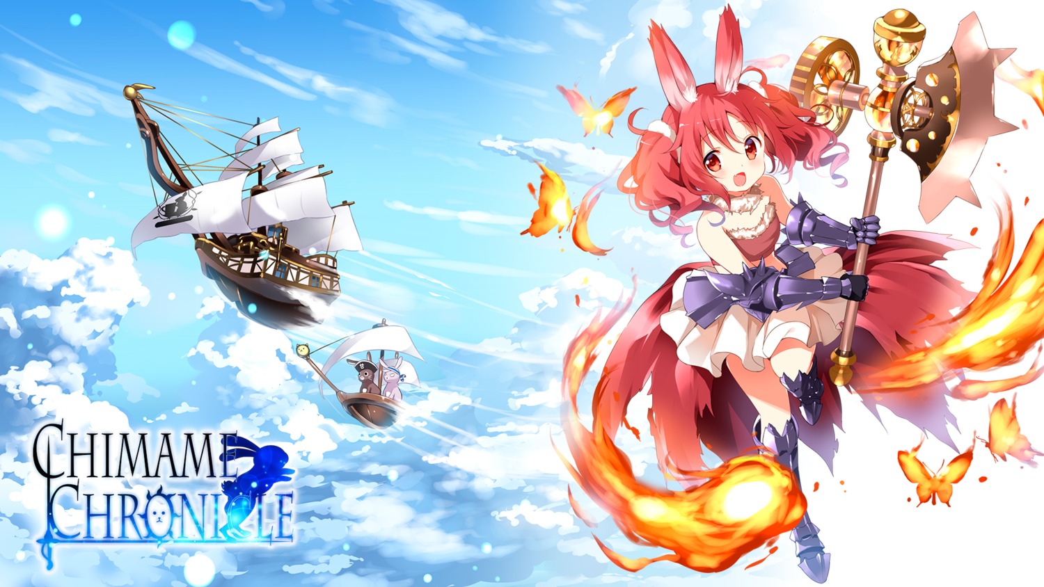 animal_ears armor cosplay gochuumon_wa_usagi_desu_ka? natsu_megumi tail wallpaper weapon