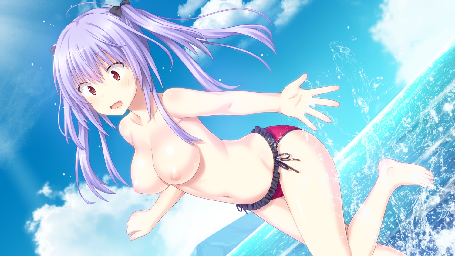 bikini game_cg nekonyan nipples prekano swimsuits tonari_ni_kanojo_no_iru_shiawase_~summer_surprise~ topless uryuu_koume wet