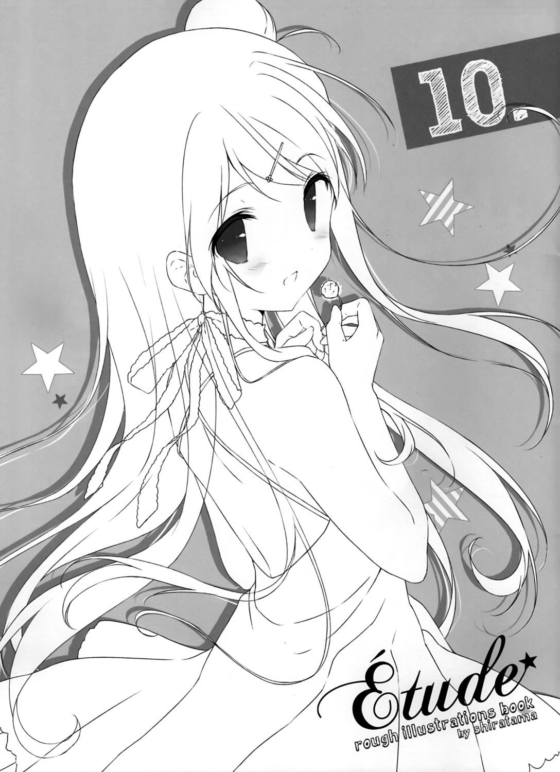 dress kin'iro_mosaic kujou_karen monochrome no_bra shiratama shiratamaco sketch summer_dress