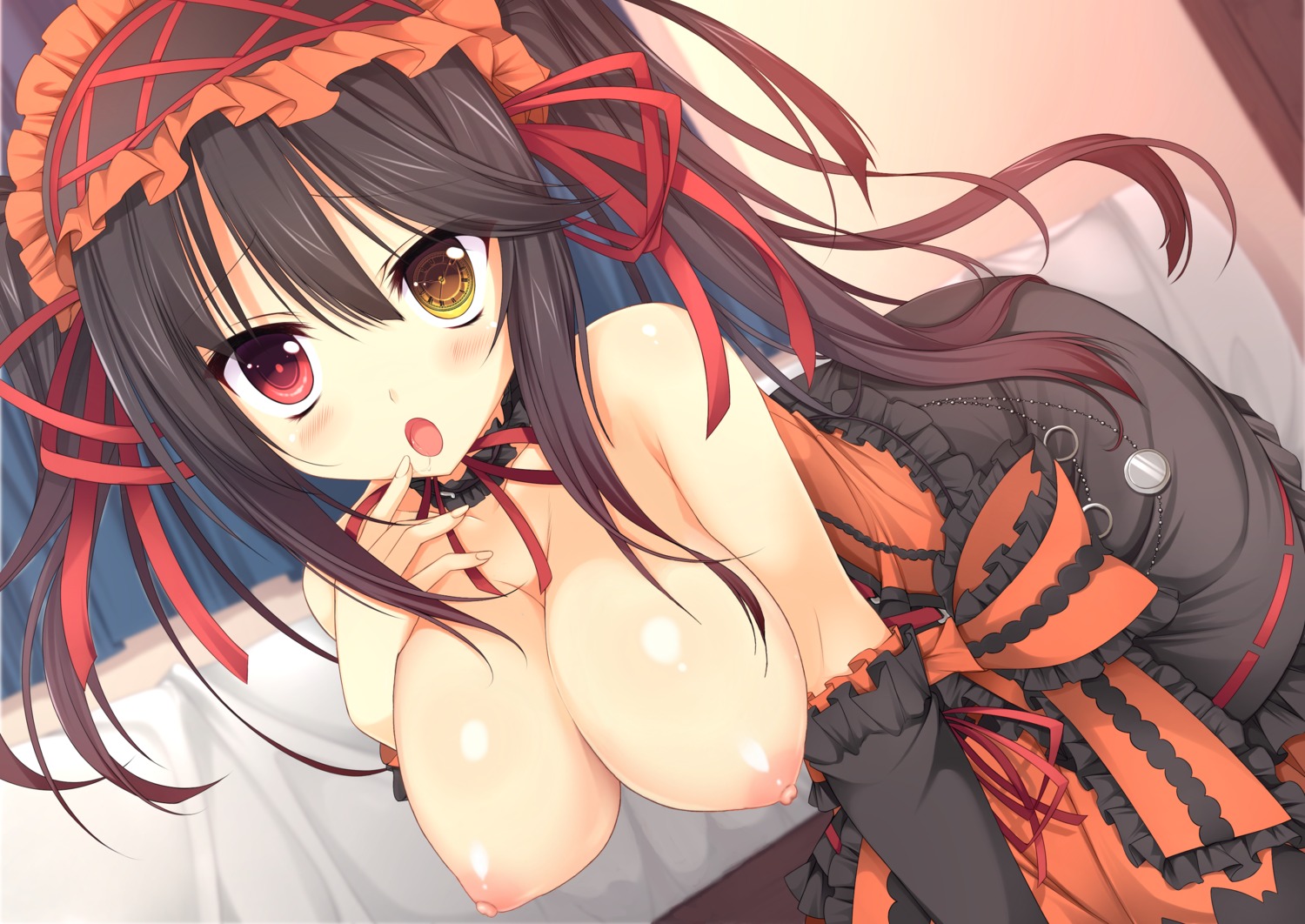 breasts brunhilde date_a_live dress gothic_lolita heterochromia lolita_fashion nipples photoshop tokisaki_kurumi