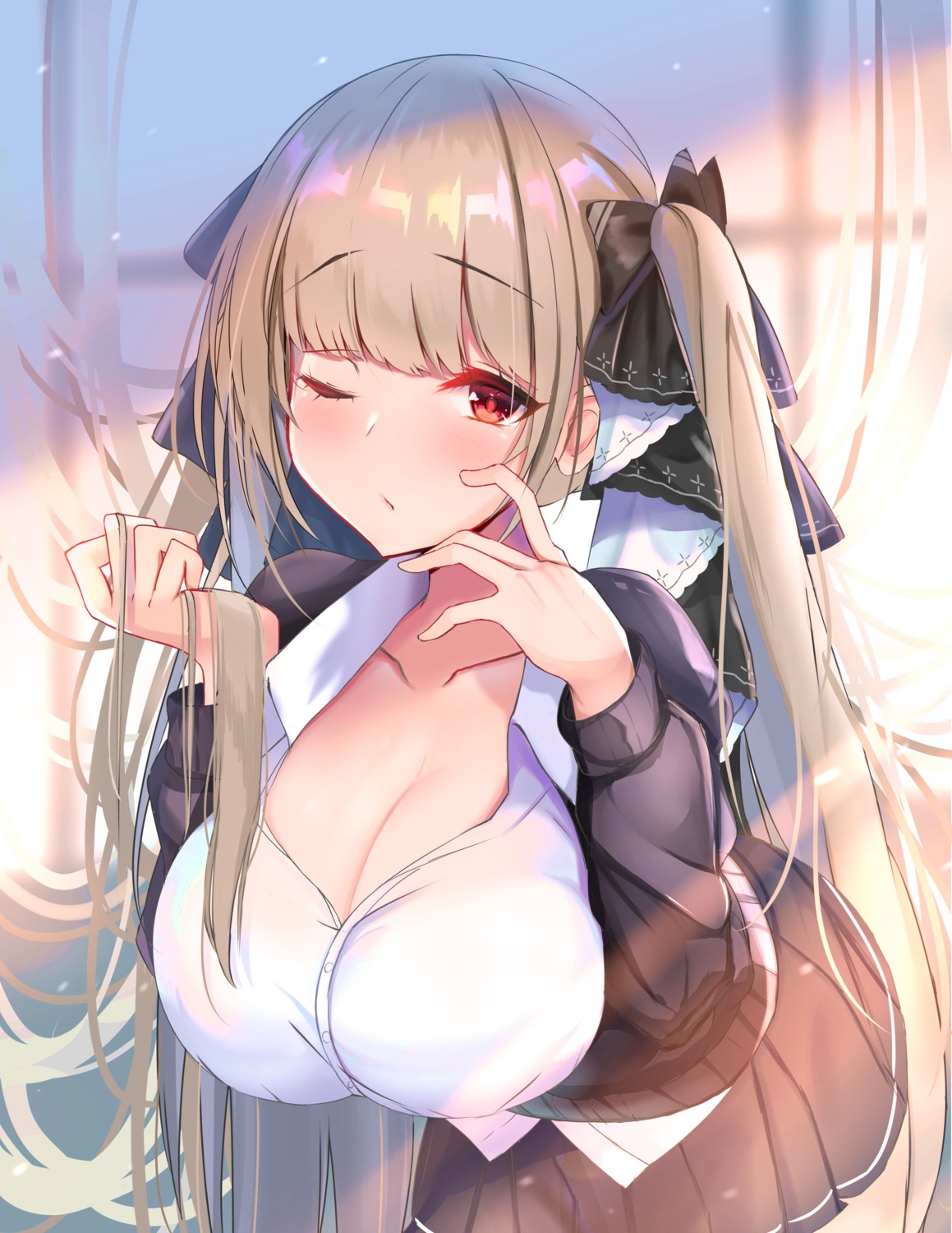 azur_lane cleavage formidable_(azur_lane) nephthys2356 open_shirt seifuku sweater