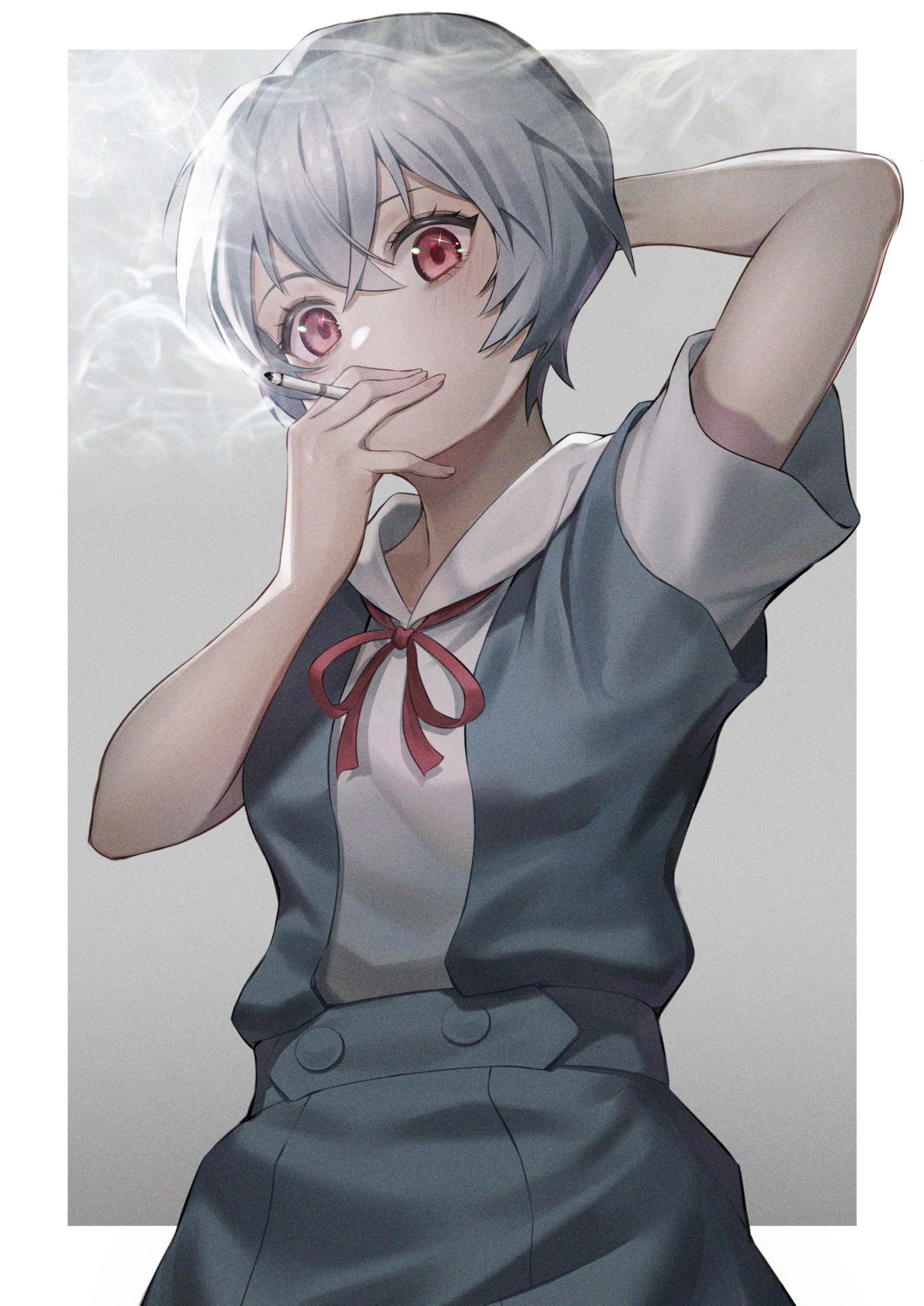 ayanami_rei ebinomi neon_genesis_evangelion seifuku smoking