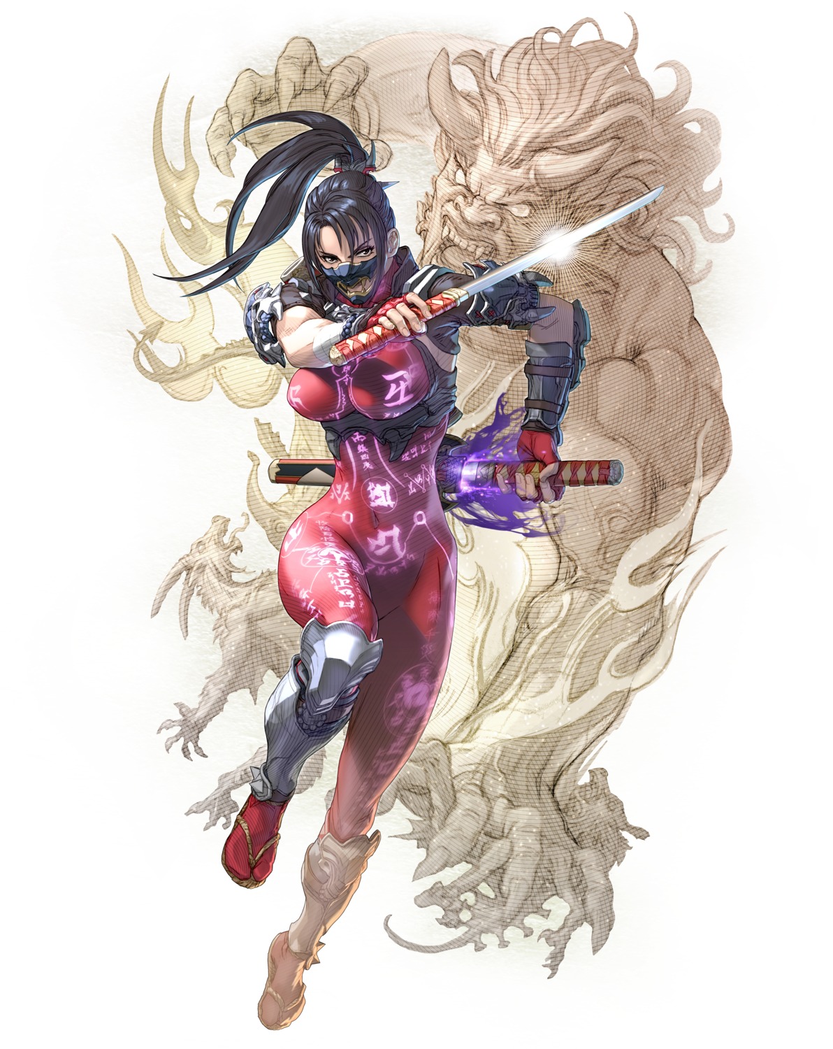 armor bodysuit kawano_takuji namco ninja soul_calibur soul_calibur_vi taki weapon