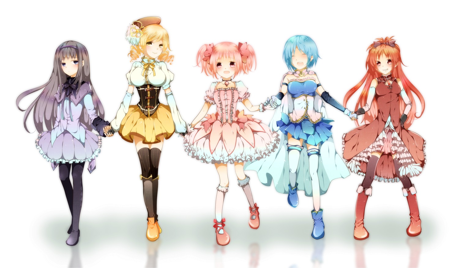 akemi_homura kaname_madoka miki_sayaka pantyhose puella_magi_madoka_magica sakura_kyouko sumomo_kaze thighhighs tomoe_mami