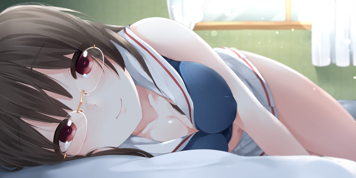 choukai_(kancolle) cleavage kantai_collection megane seifuku yukichi_(sukiyaki39)