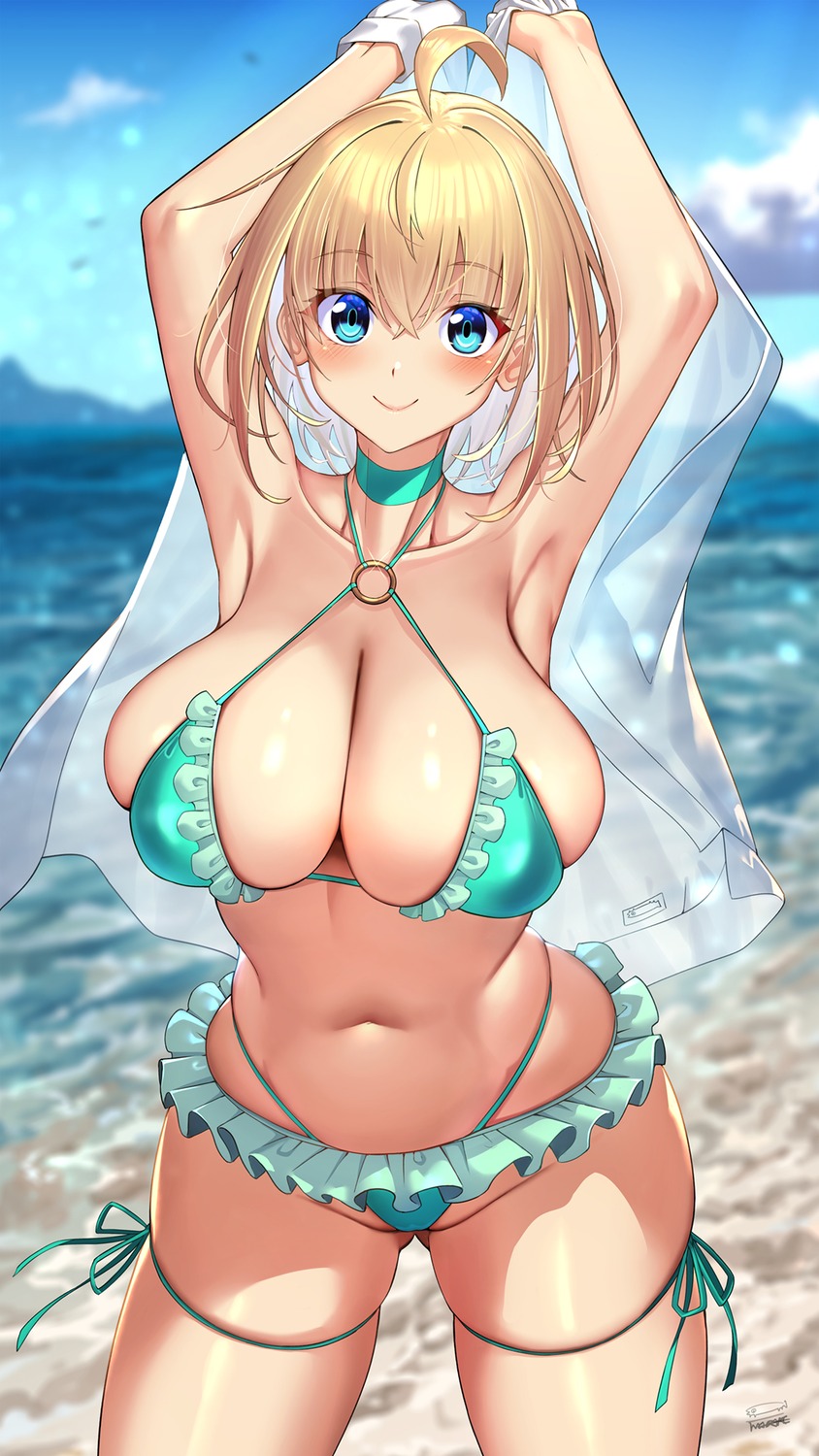 bikini erect_nipples garter open_shirt sophia_f_shirring swimsuits takamine_nadare thong