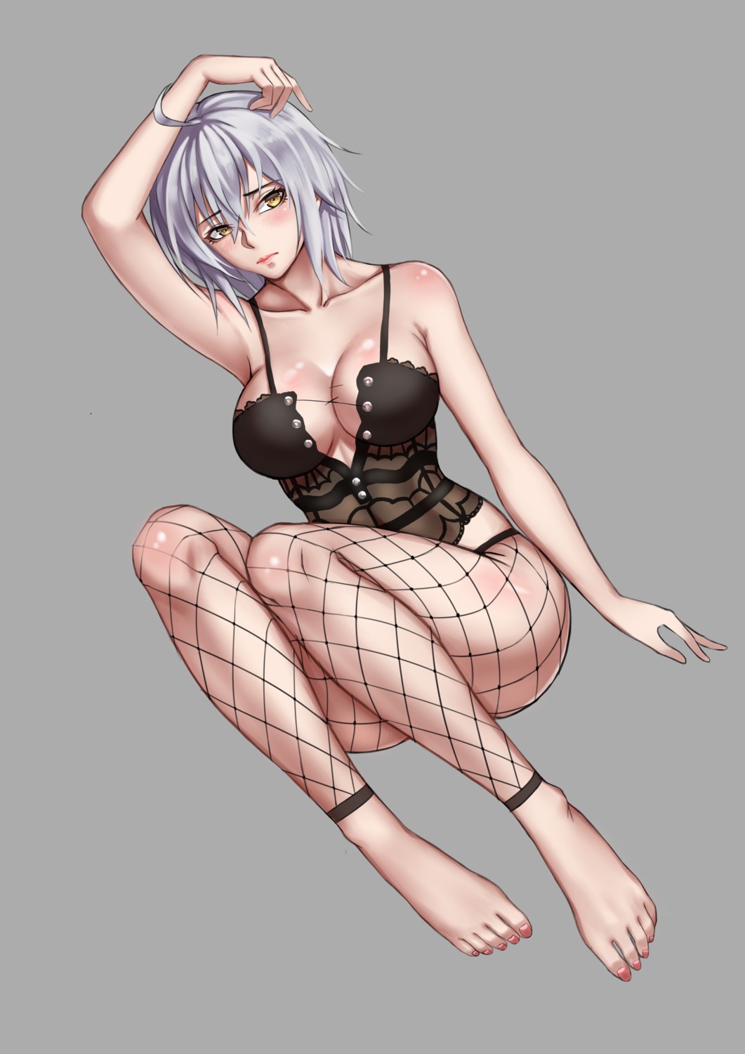 cleavage fate/grand_order fishnets jeanne_d'arc jeanne_d'arc_(alter)_(fate) lingerie see_through xiao_gen