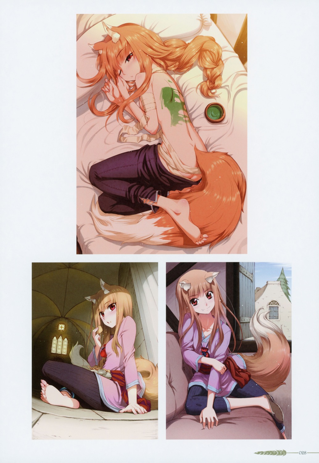 animal_ears ass bandages feet holo koume_keito spice_and_wolf tail topless