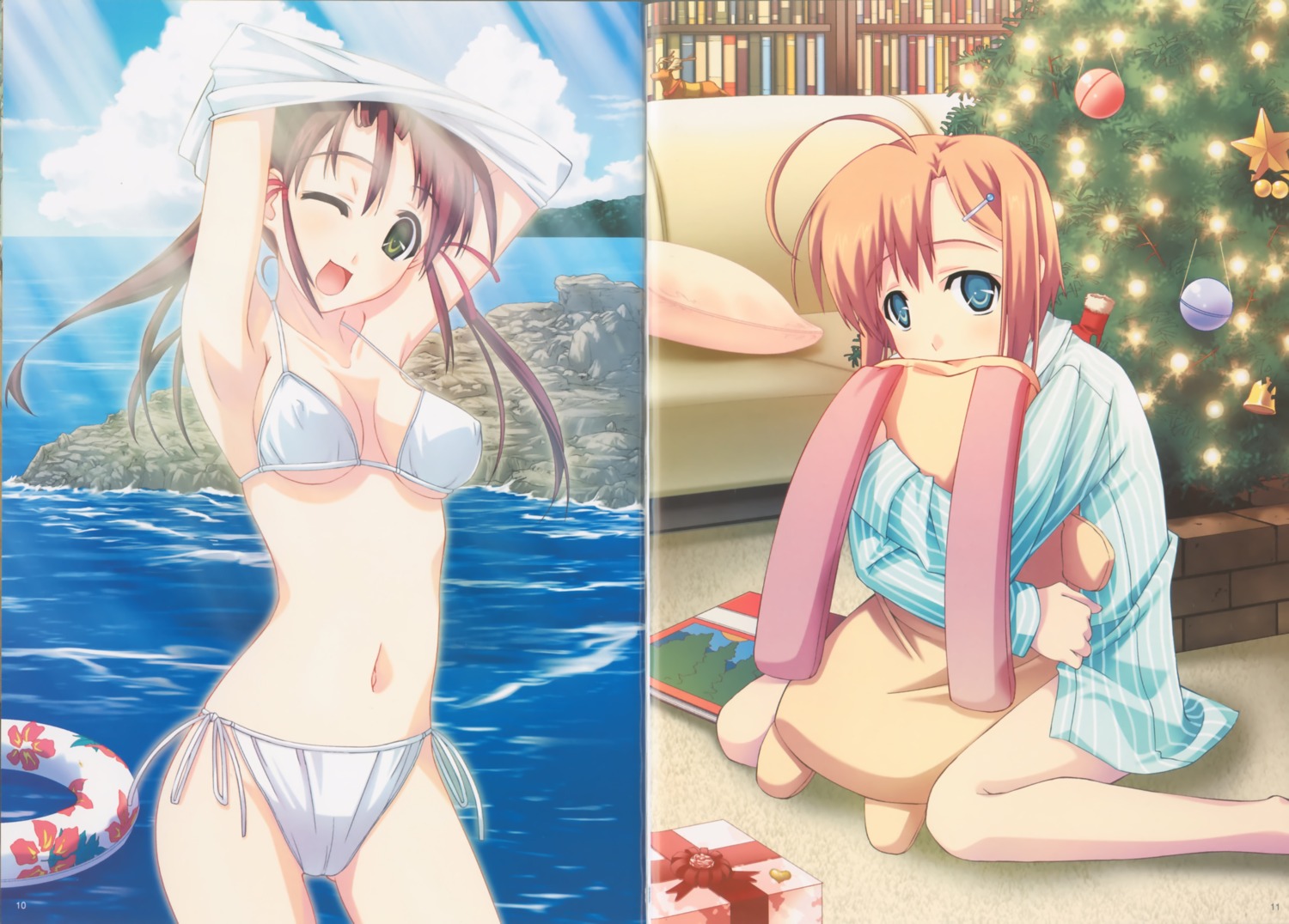 bikini erect_nipples fixme murakami_suigun pajama silvery_white swimsuits