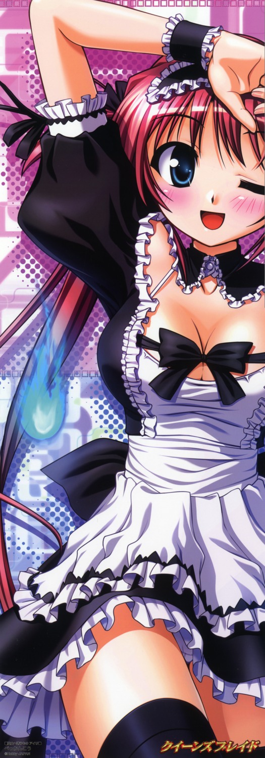 airi bekkankou cleavage maid queen's_blade stick_poster thighhighs