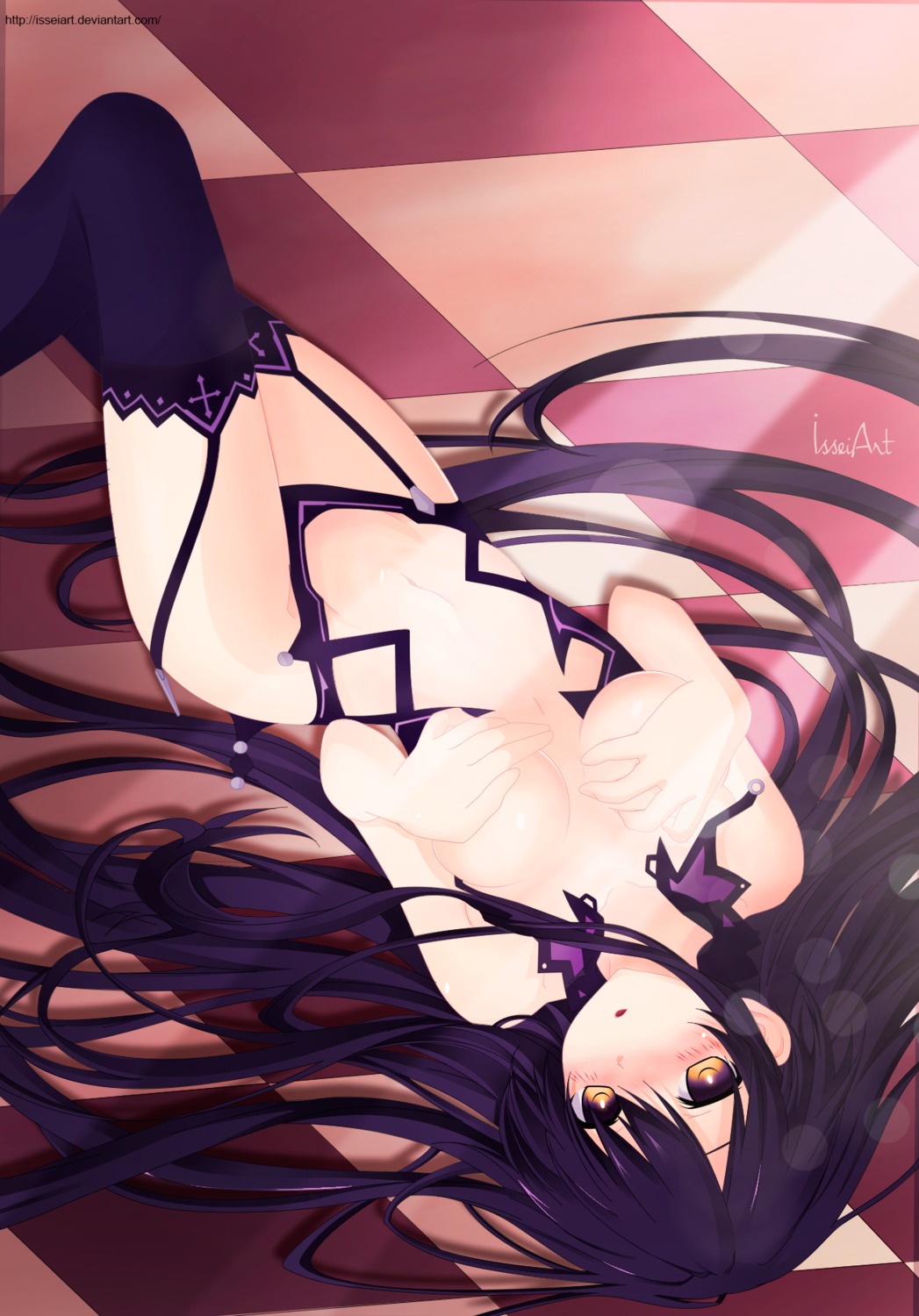 bodysuit breast_grab breast_hold breasts daniel_c_rosso date_a_live garter_belt stockings thighhighs yatogami_tenka