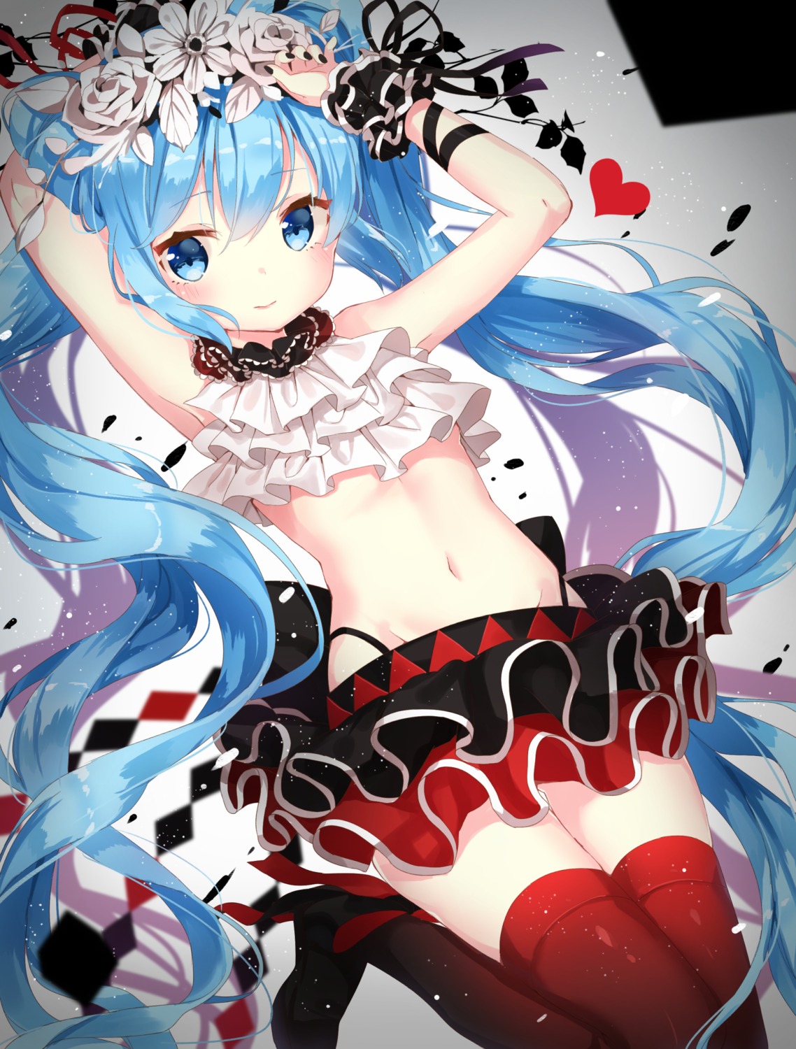 hatsune_miku heels jimmy nisoku_hokou_(vocaloid) thighhighs vocaloid