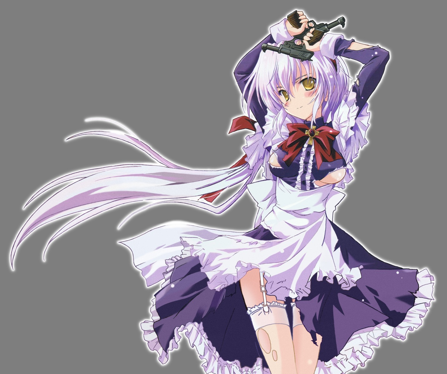 gun komatsu_e-ji liera_scharnhorst maburaho maid no_bra stockings thighhighs torn_clothes transparent_png