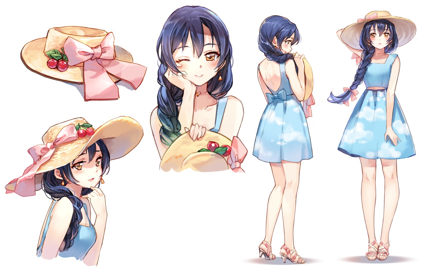 dress heels love_live! sheska_xue sonoda_umi summer_dress