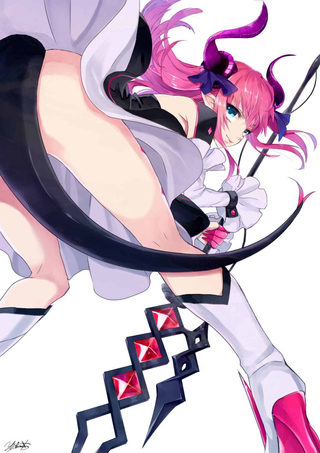 dress elizabeth_bathory fate/extra fate/grand_order fate/stay_night heels horns pointy_ears tail weapon yuncho