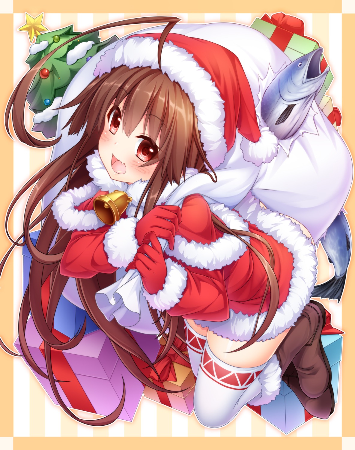 christmas dress kantai_collection kuma_(kancolle) thighhighs wakagi_repa