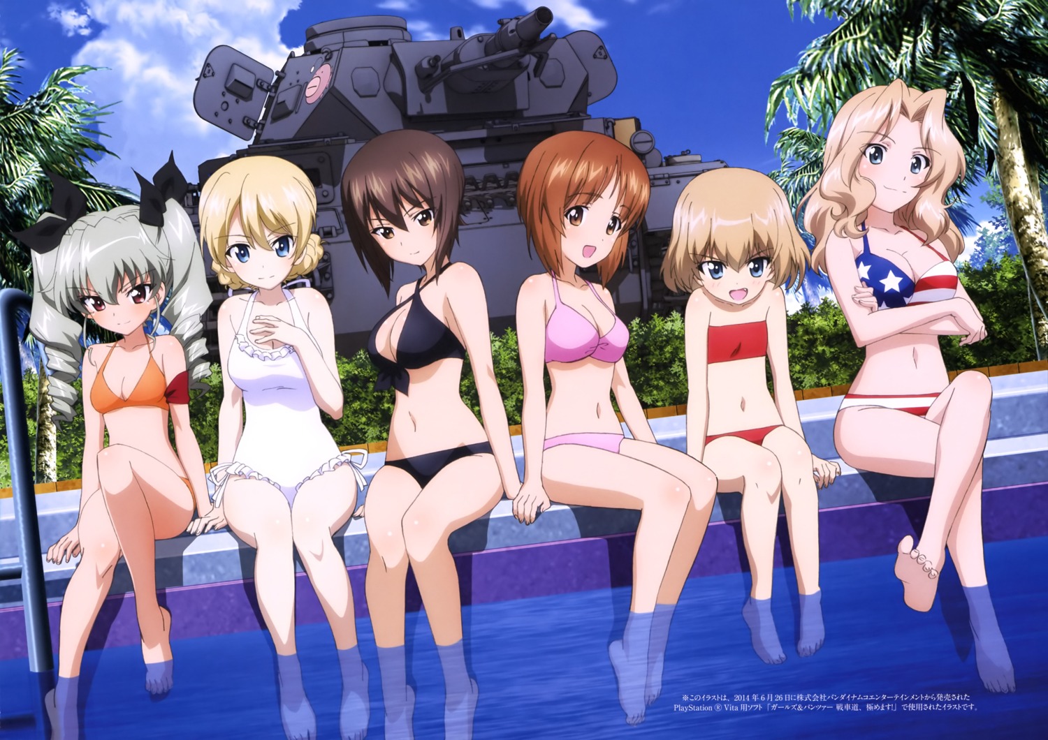 anchovy bikini cleavage darjeeling girls_und_panzer katyusha kay_(girls_und_panzer) nishizumi_maho nishizumi_miho swimsuits wet