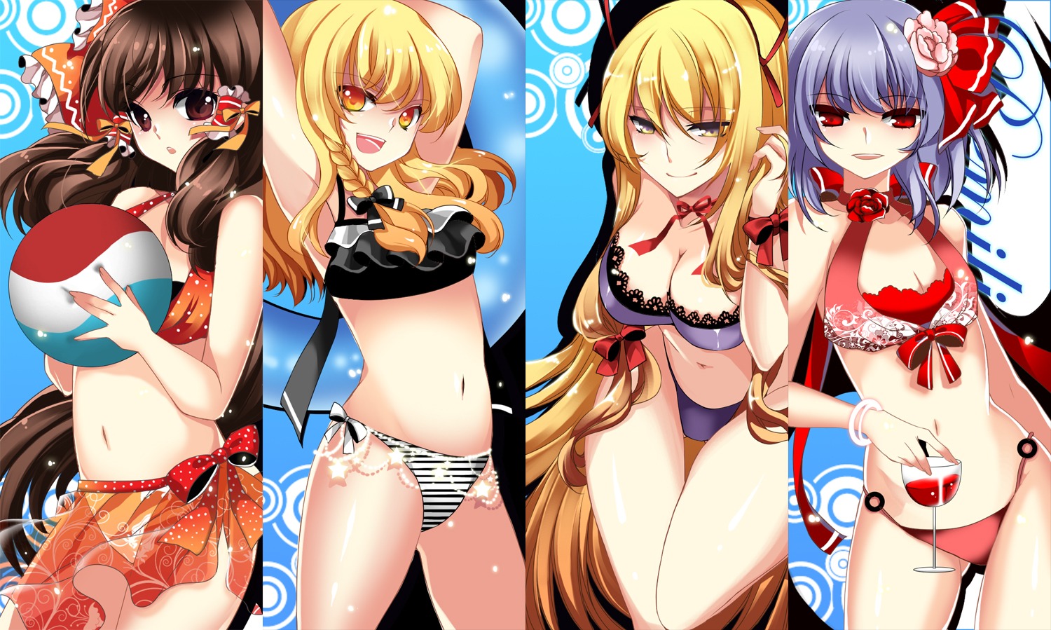 bikini hakurei_reimu jeminl kirisame_marisa remilia_scarlet swimsuits touhou yakumo_yukari