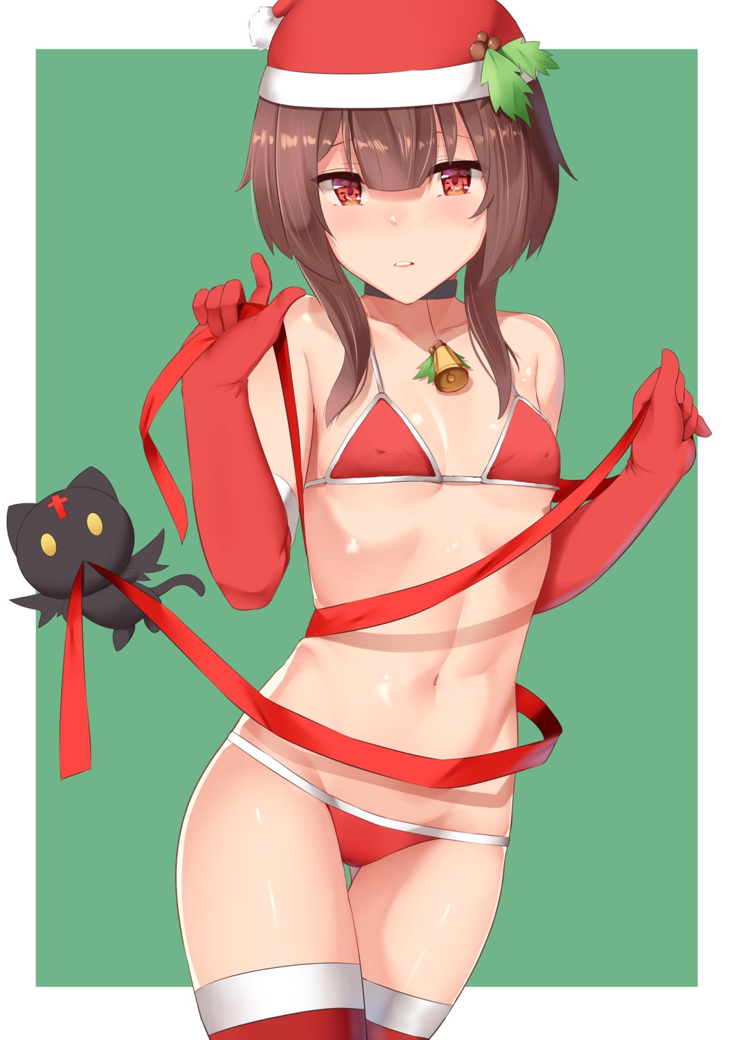 bikini chomusuke christmas cleavage erect_nipples kono_subarashii_sekai_ni_shukufuku_wo! megumin mengo neko swimsuits thighhighs underboob