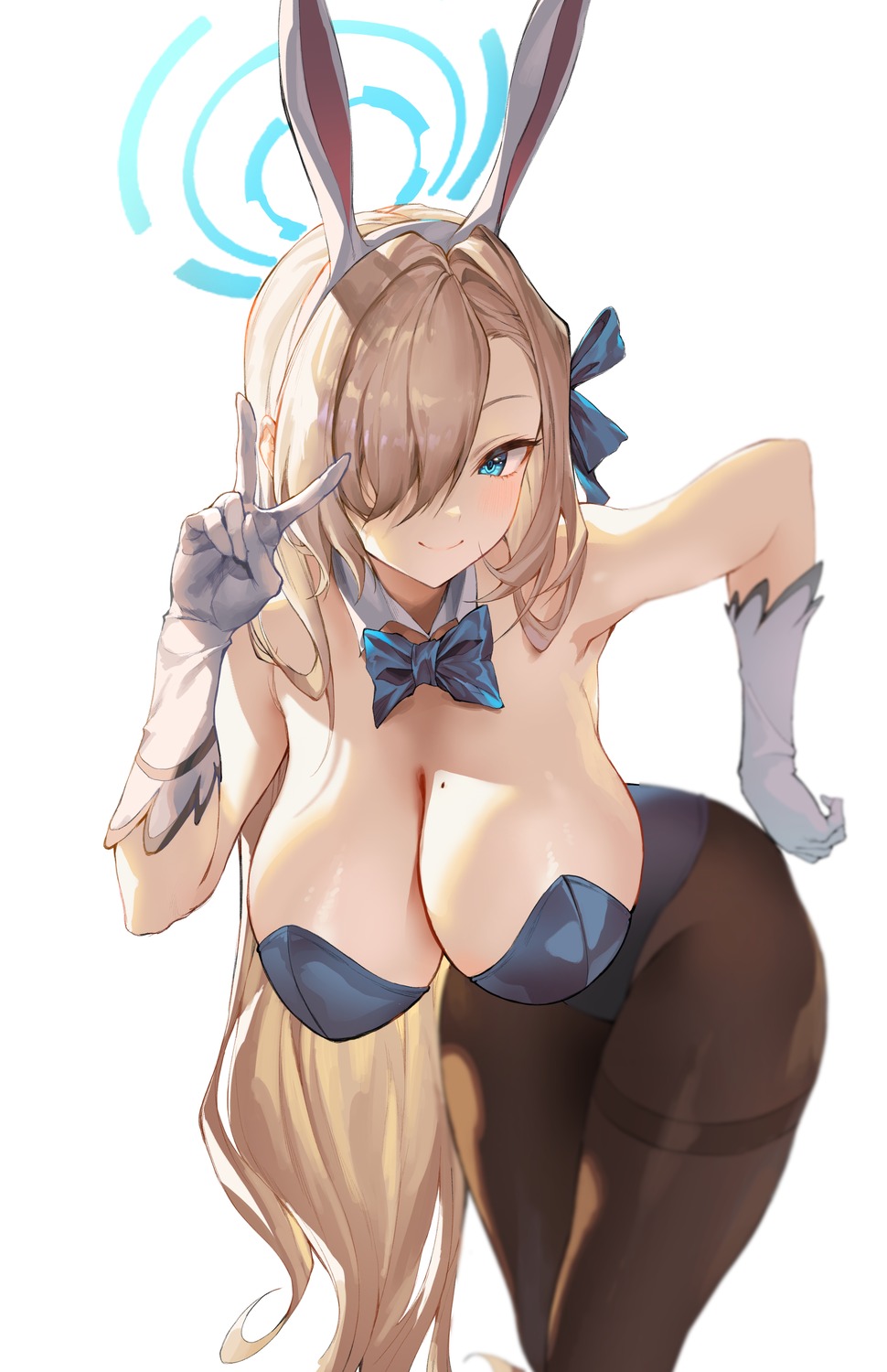 animal_ears blue_archive bunny_ears bunny_girl halo ichinose_asuna lilithmy no_bra pantyhose