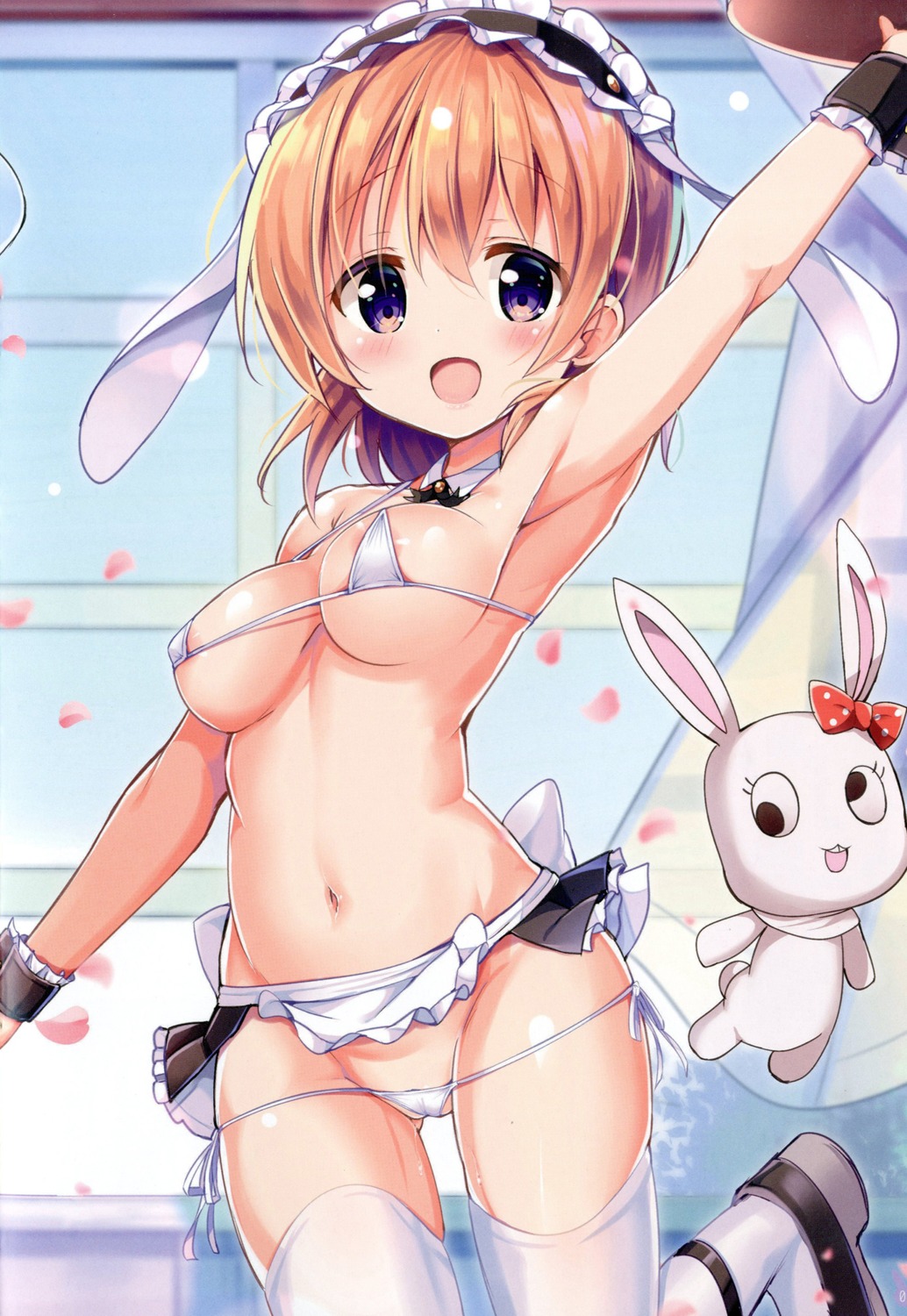 animal_ears areola bikini bunny_ears cameltoe gochuumon_wa_usagi_desu_ka? heels hoto_cocoa kurou_(quadruple_zero) swimsuits thighhighs