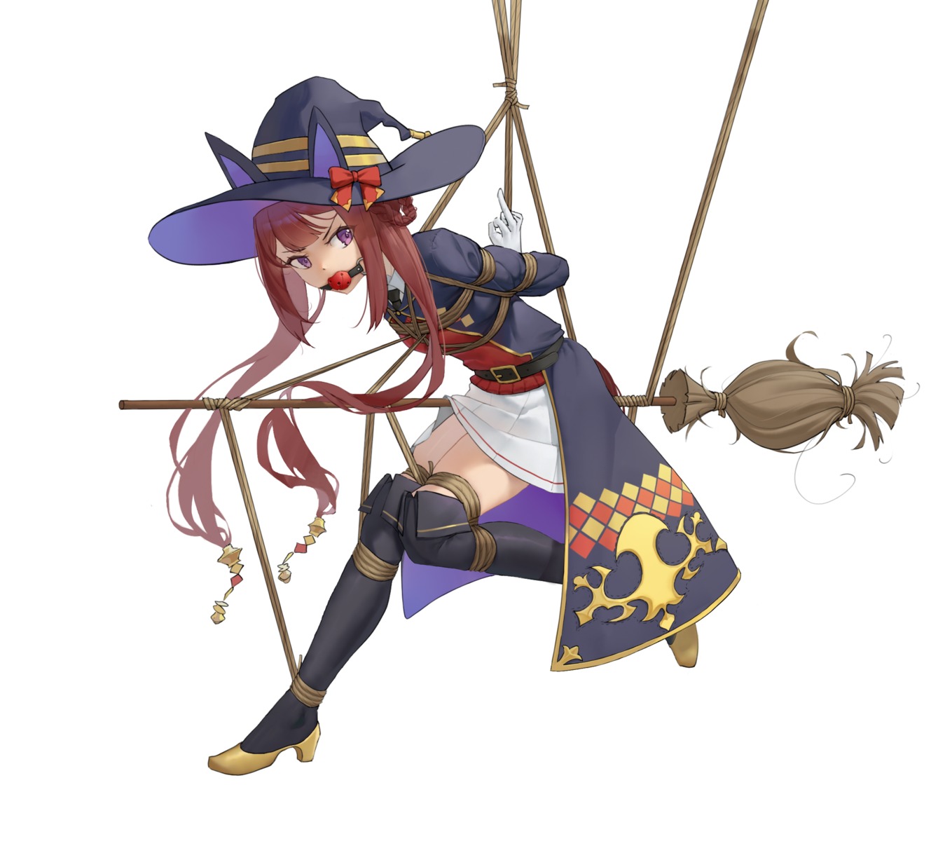 animal_ears bondage heels langhh seifuku skirt_lift sweater tail thighhighs witch