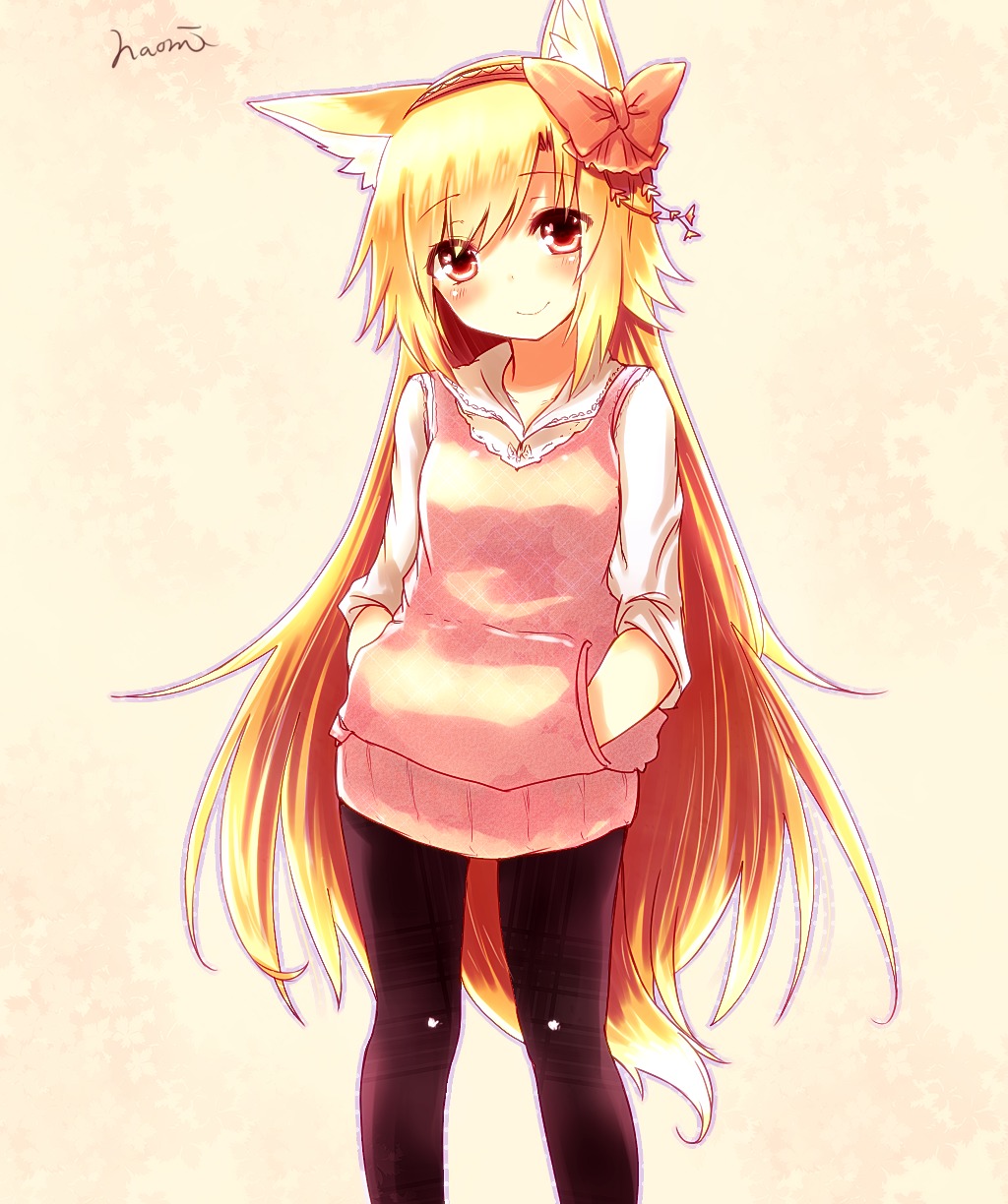 animal_ears kitsune naomi_(sekai_no_hate_no_kissaten) pantyhose tail