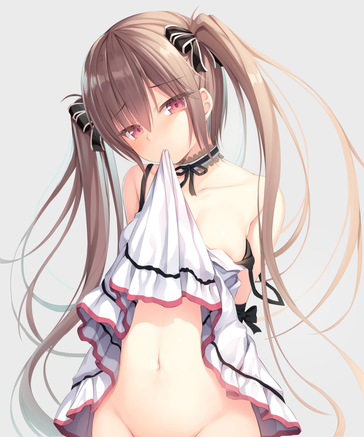 dress no_bra nopan shinigami_(tukiyomiikuto) skirt_lift