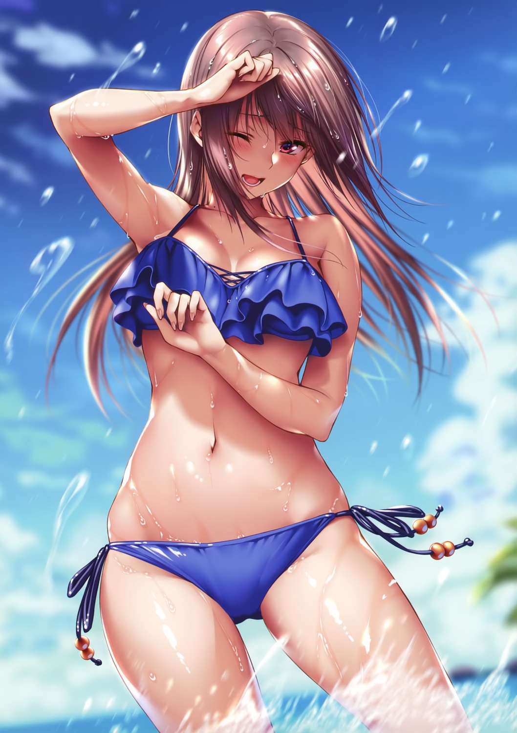 bikini cleavage hanikami_kanojo minazumi_kasane piromizu swimsuits wet