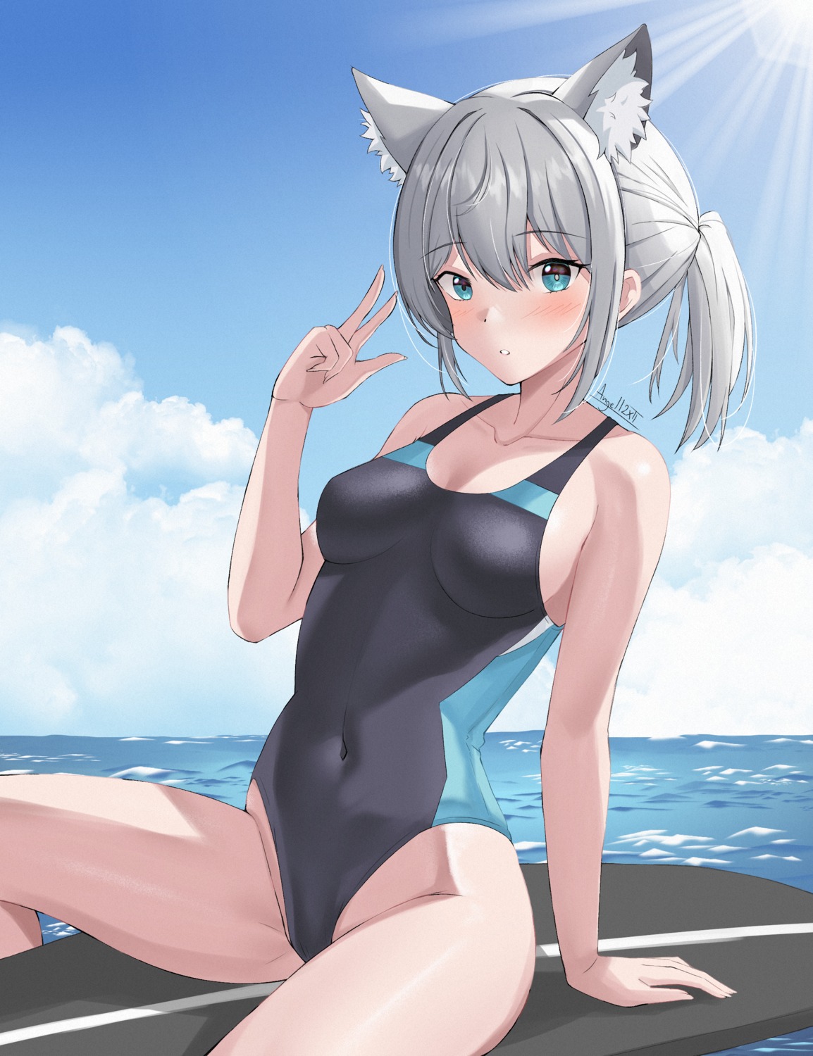 animal_ears blue_archive iris_angel12xii nekomimi sunaookami_shiroko swimsuits