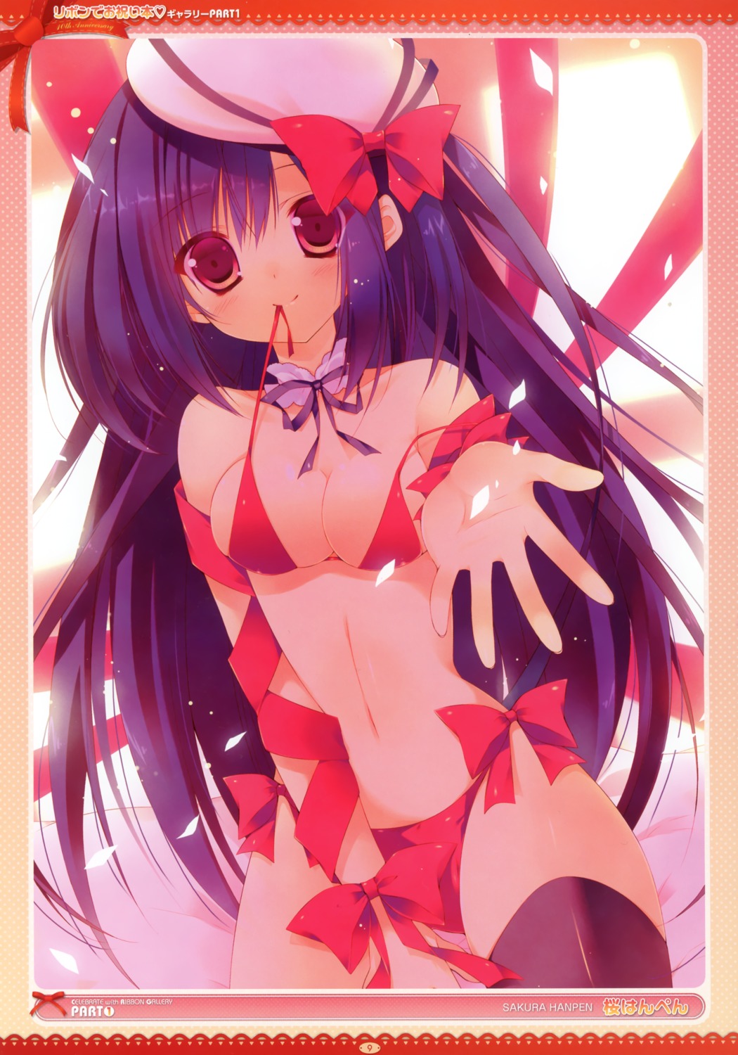 bikini cleavage sakura_hanpen swimsuits thighhighs