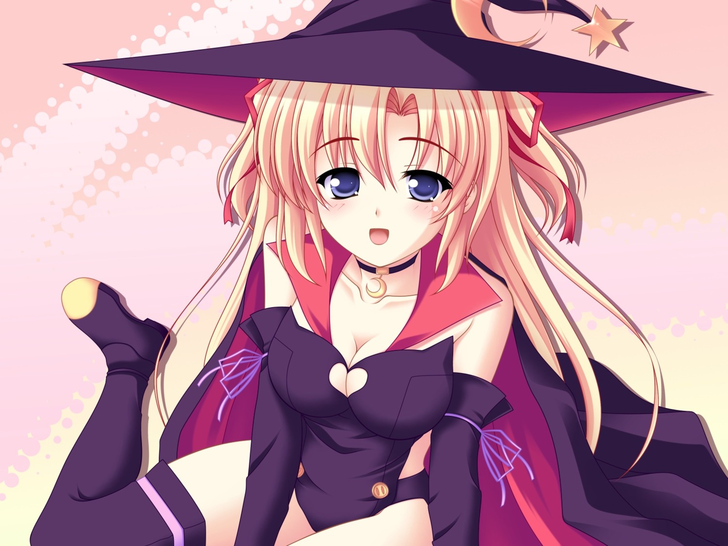 cleavage kakesu marie_rudel sakura_strasse thighhighs wallpaper witch