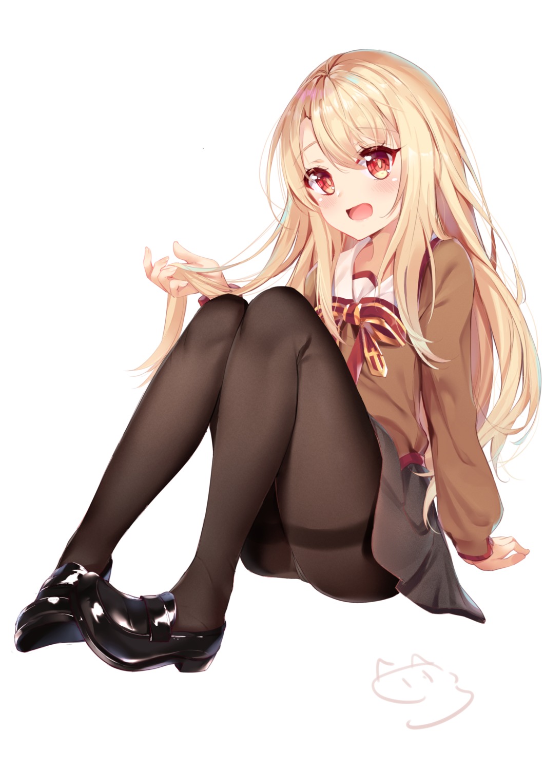 fate/kaleid_liner_prisma_illya fate/stay_night heels illyasviel_von_einzbern nahaki pantsu pantyhose seifuku sweater thong