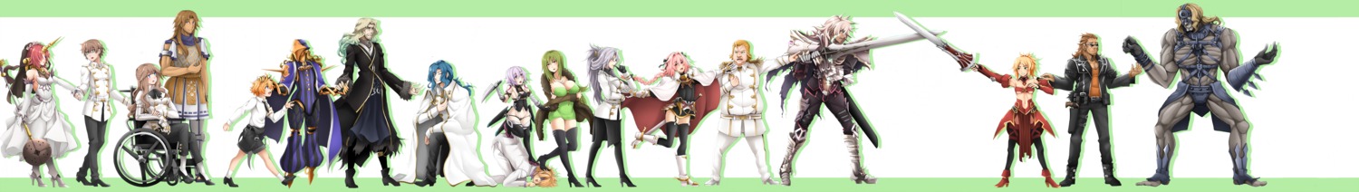 archer_of_black_(fate/apocrypha) armor astolfo_(fate) bandages caster_of_black_(fate/apocrypha) caules_forvedge_yggdmillennia celenike_lcecolle_yggdmillennia cleavage darnic_prestone_yggdmillennia dress erect_nipples fate/apocrypha fate/stay_night frankenstein's_monster_(fate) gordes_musik_yggdmillennia gun heels horns jack_the_ripper lancer_of_black_(fate/apocrypha) megane mordred_(fate) pantsu rikudou_reika roche_frain_yggdmillennia siegfried_(fate) silhouette sisigou_kairi spartacus_(fate) stockings sword tattoo thighhighs trap underboob uniform vlad_iii_(fate) weapon yaobin_yang