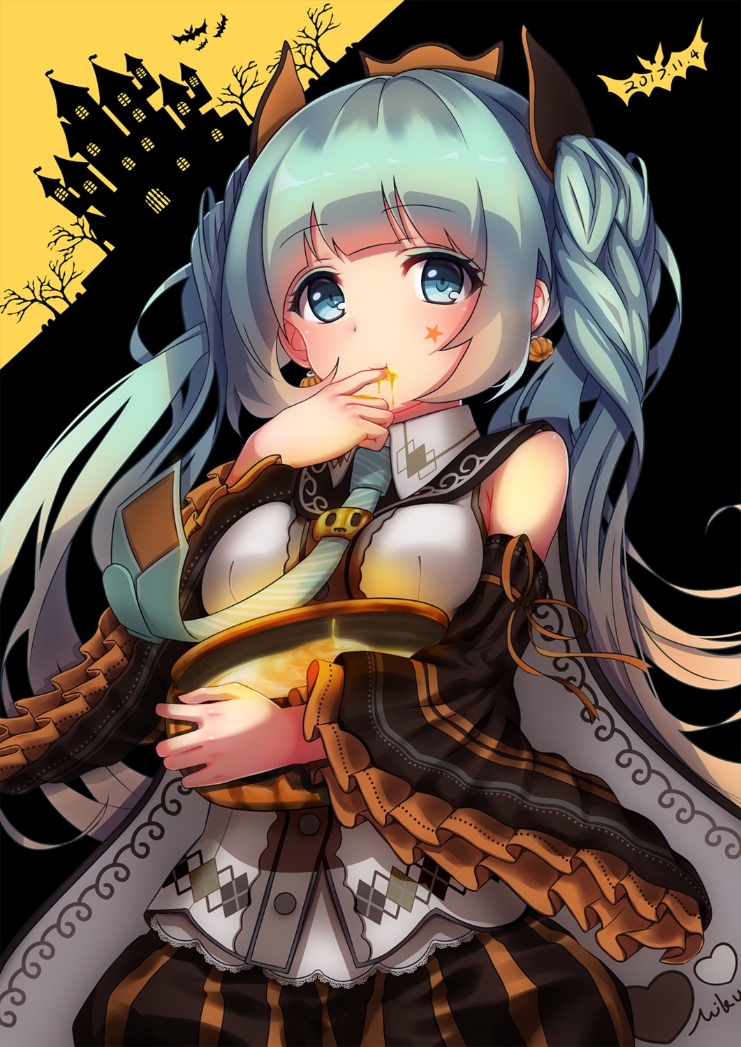 coffee_(artist) cream halloween hatsune_miku tattoo vocaloid