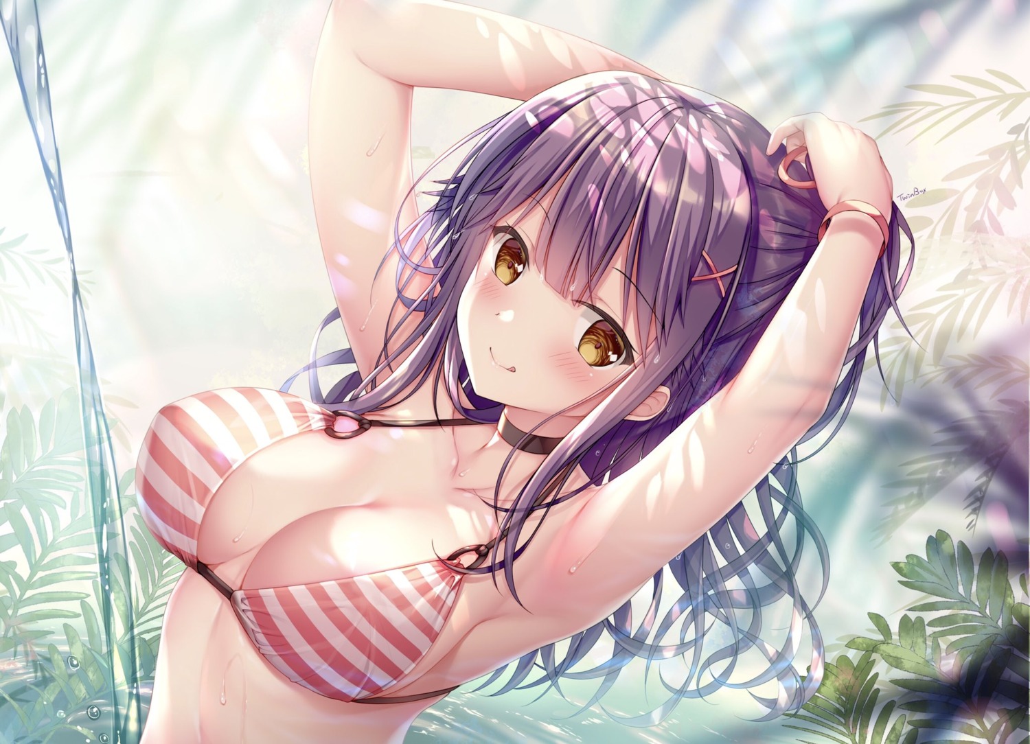 bikini_top nanami_yuuno swimsuits twinbox twinbox_school wet