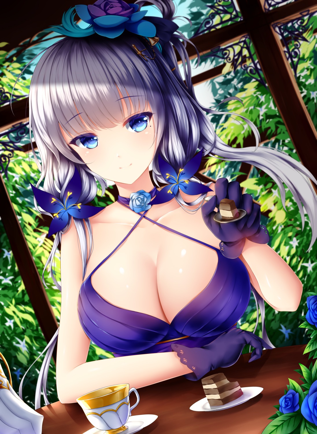 azur_lane cleavage dress illustrious_(azur_lane) wsman