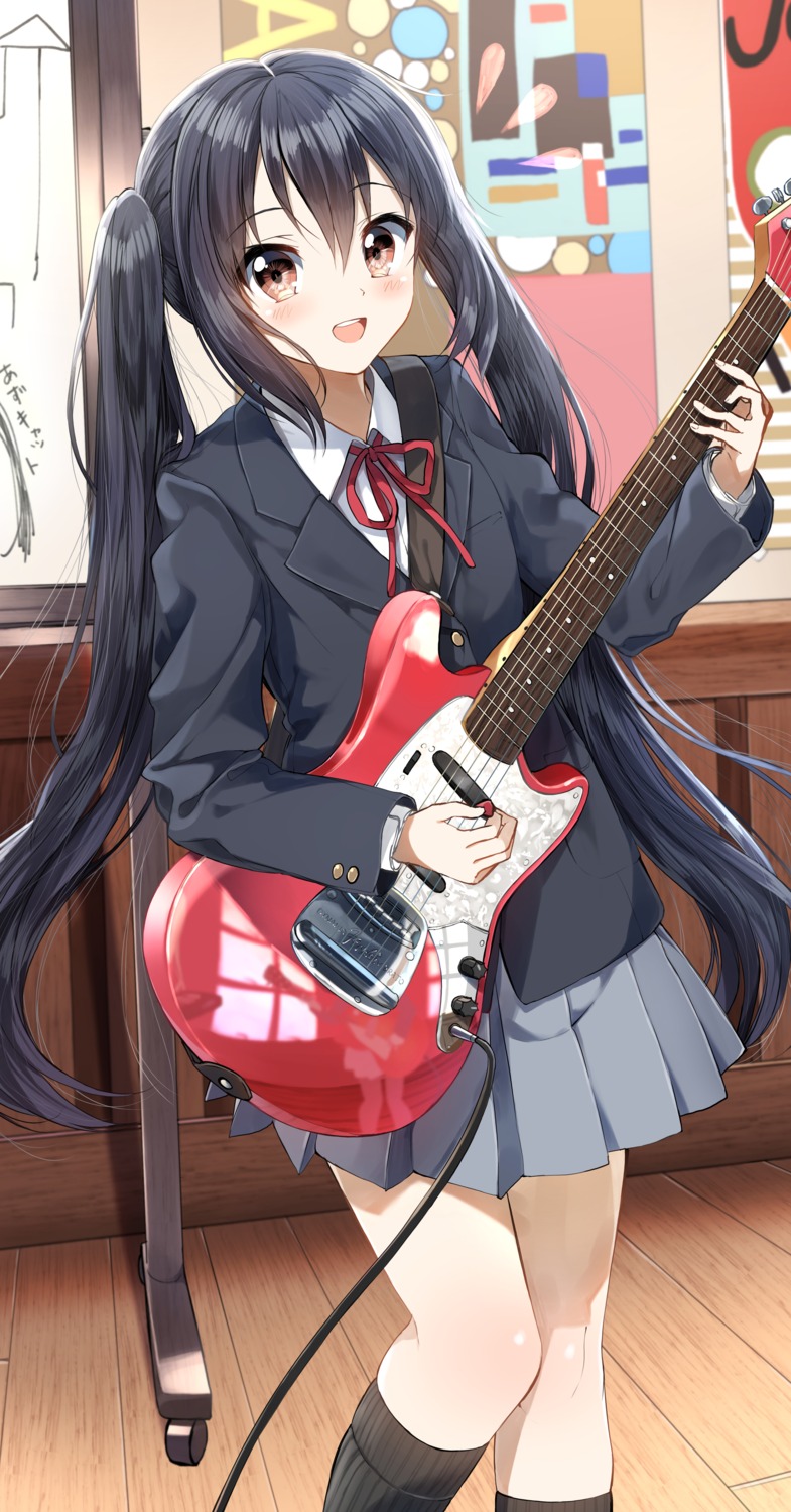 guitar k-on! nakano_azusa pentagon_(railgun_ky1206) seifuku